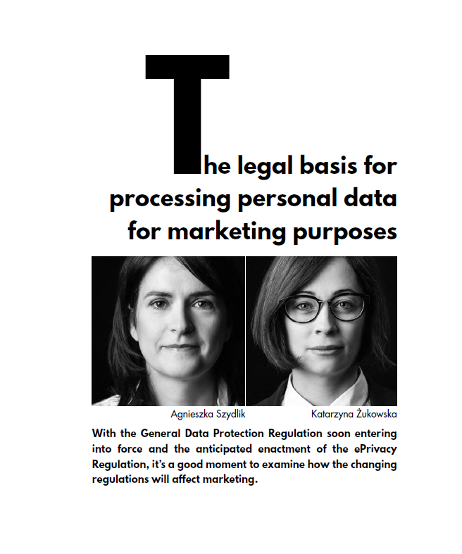 The legal basis for processing personal data for marketing purposes