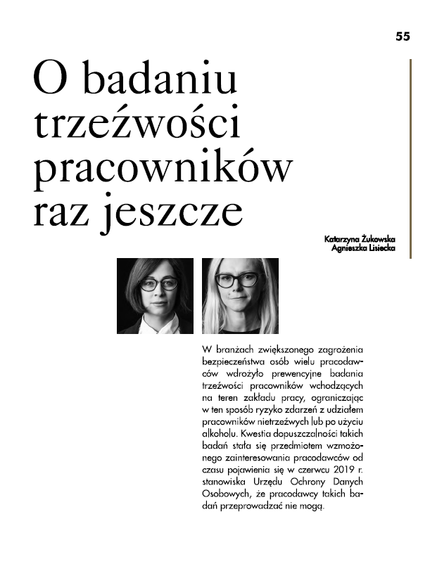 O badaniu trzeźwości pracowników raz jeszcze